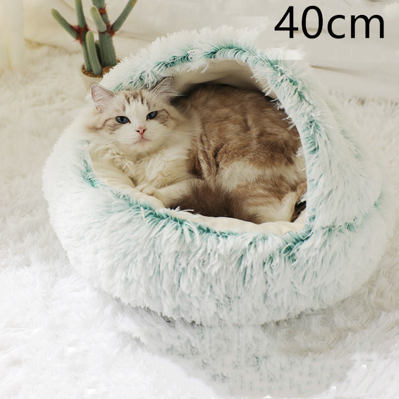 2 In 1 Dog And Cat Bed Pet Winter Bed Round Plush Warm Bed H | Other