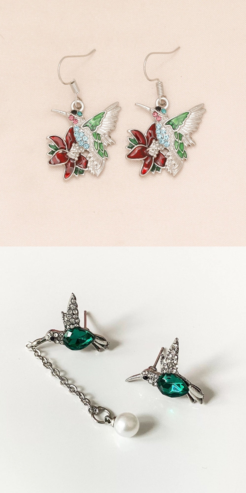 Colorful Hummingbird Full Diamond Pendant Earrings | Jewelry & Accessories