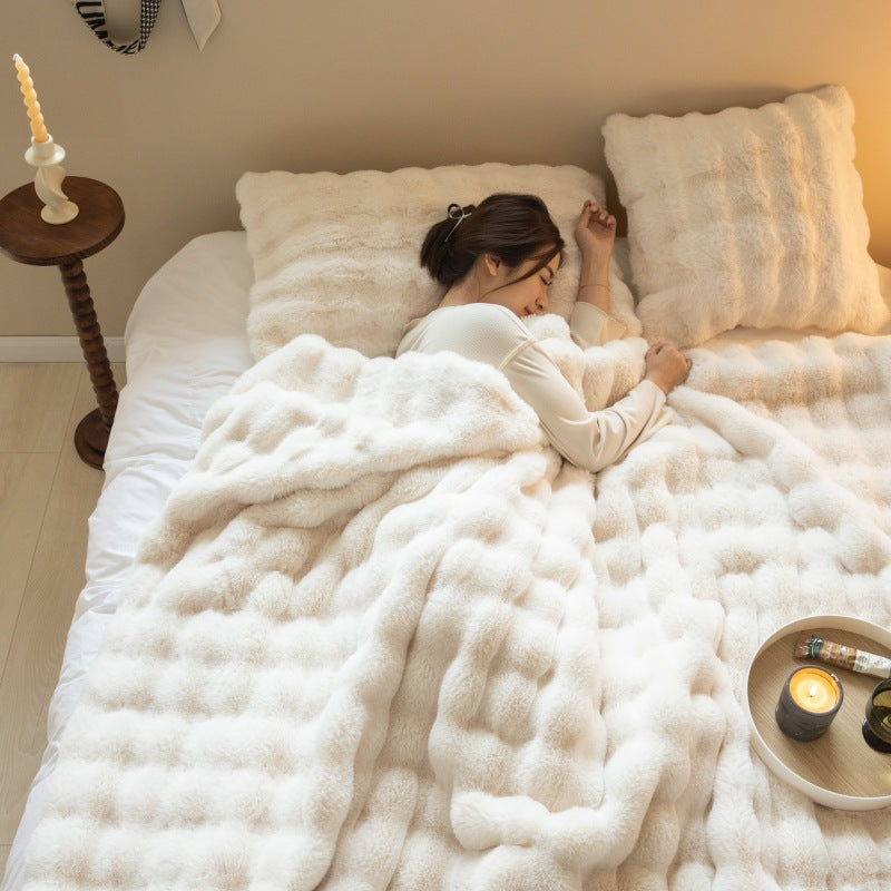 Polyester Carpet Rabbit Bubble Velvet Thickened Nap Blanket | Other
