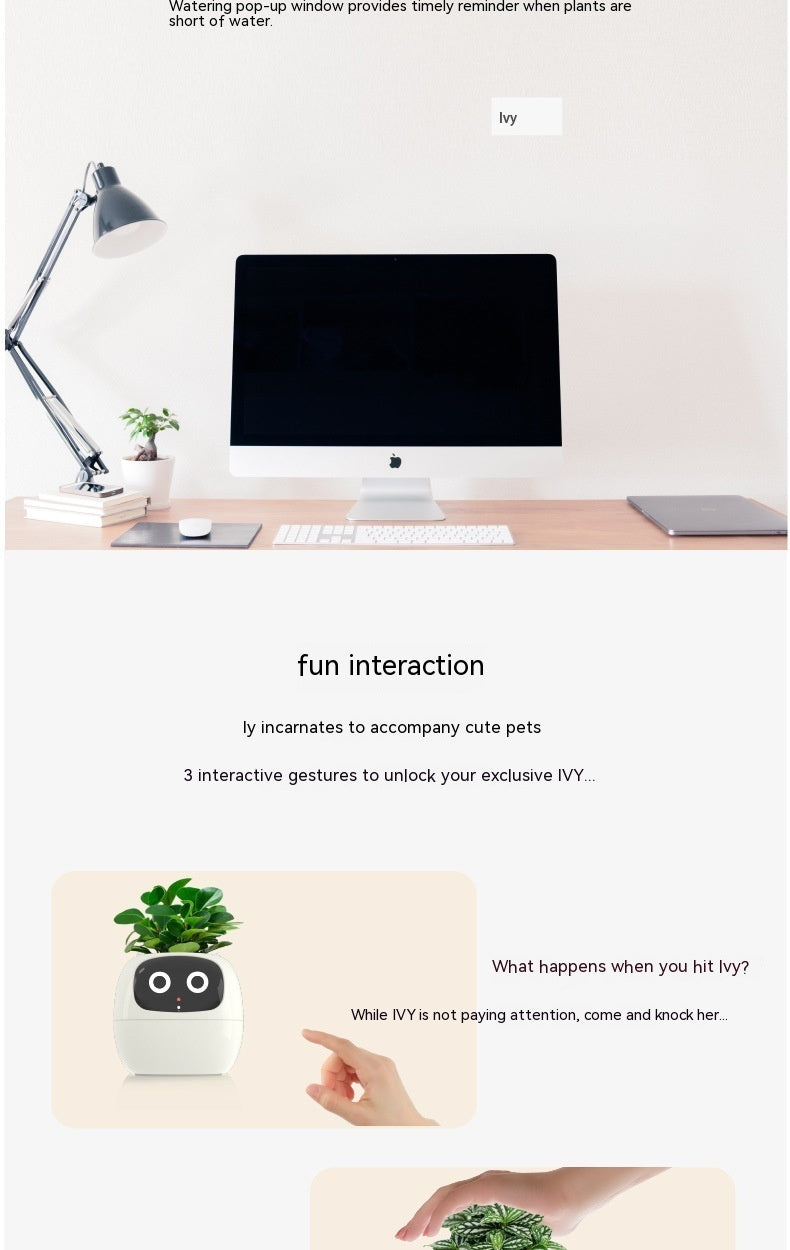 Smart Planter with AI Sensors – Interactive Plant Care with 49+ Expressions & Real-Time Monitoring