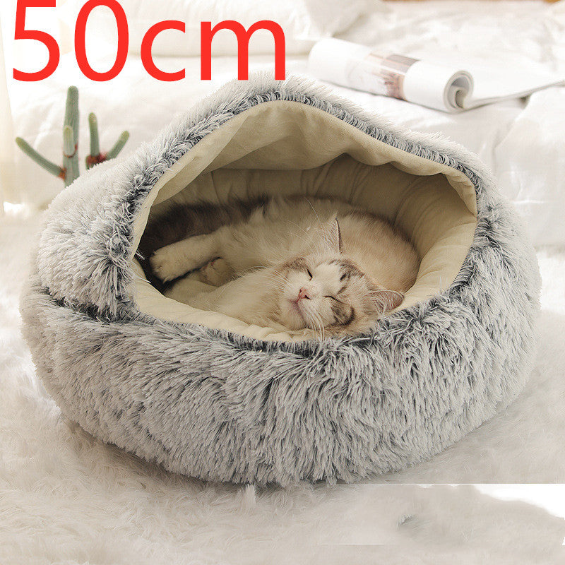 2 In 1 Dog And Cat Bed Pet Winter Bed Round Plush Warm Bed H | Other