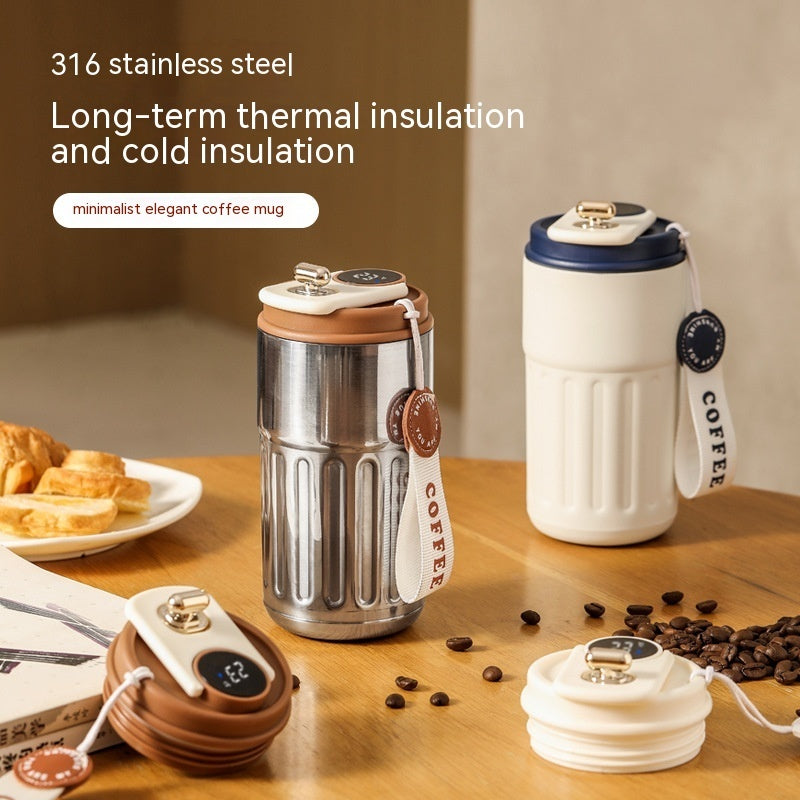 Smart Digital Thermal Bottle – 450ml Stainless Steel Insulated Coffee Mug with LED Temperature Display