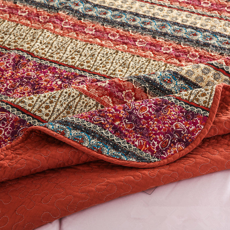 Three Piece Set Of Cotton And Linen Style Cotton Wash Quilt | Other