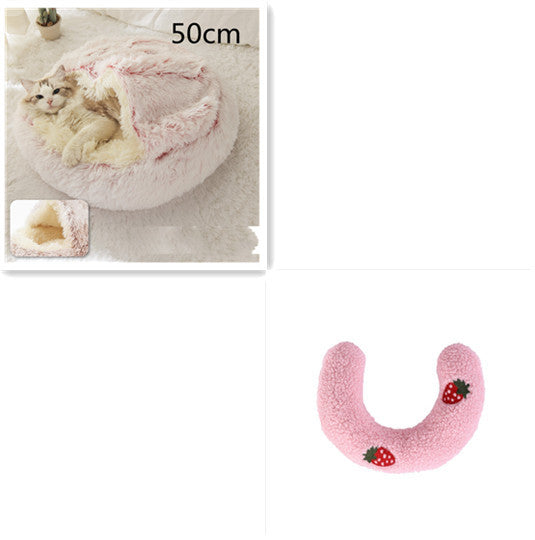 2 In 1 Dog And Cat Bed Pet Winter Bed Round Plush Warm Bed H | Other