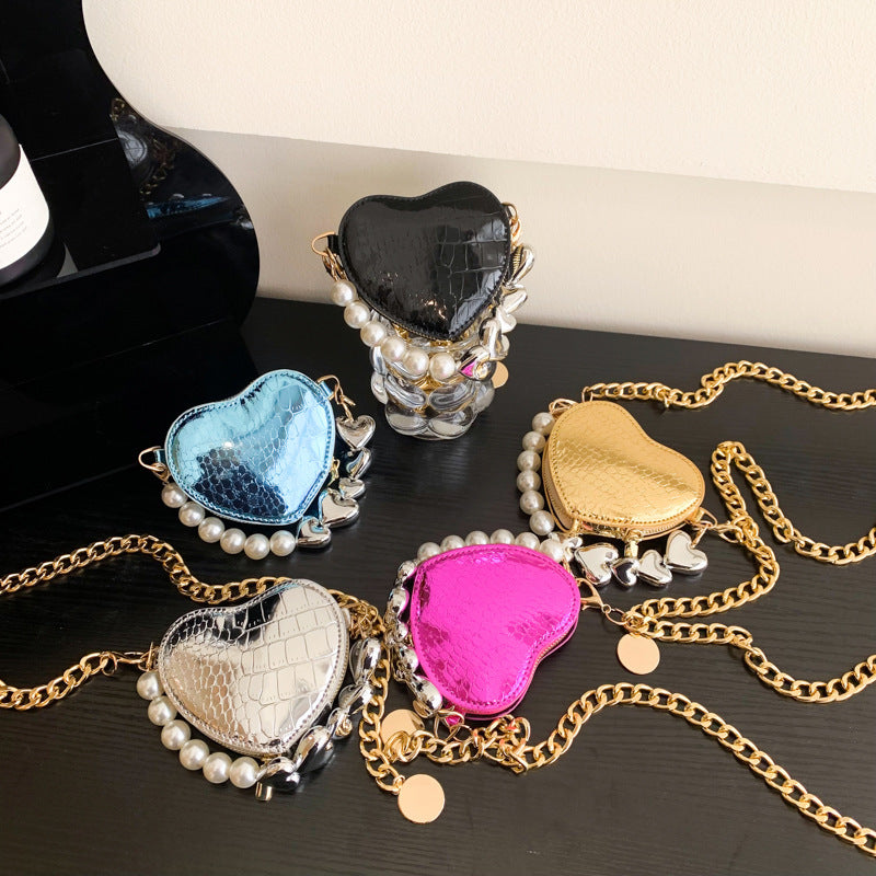Mini Love-shape Pearls Handbag Fashion Cute Chain Lipstick B | Luggage & Bags