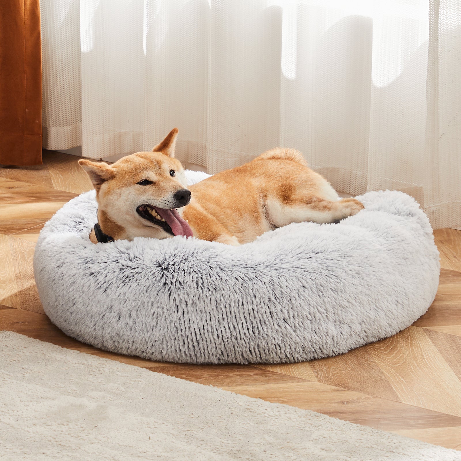 24 Inch Anti-slip Round Fluffy Plush Faux Fur Cat Bed, Fits | Other