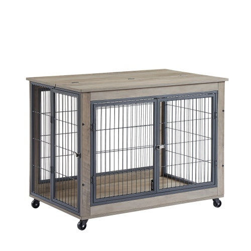Furniture Style Dog Cage Side Table With Wheels With Double | Home & Garden