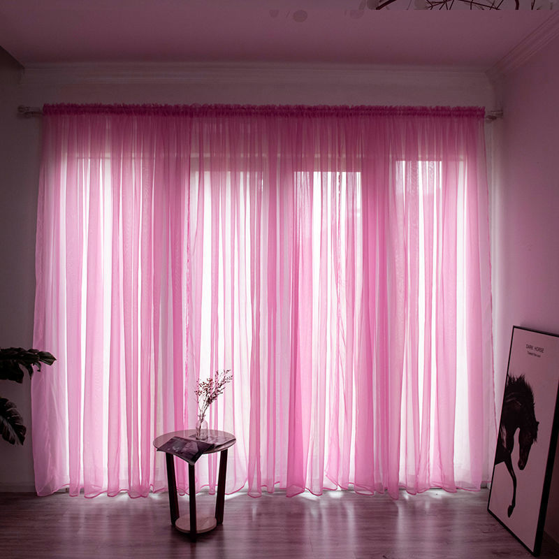Simple And Modern Balcony Solid Color Gauze Curtain | Other