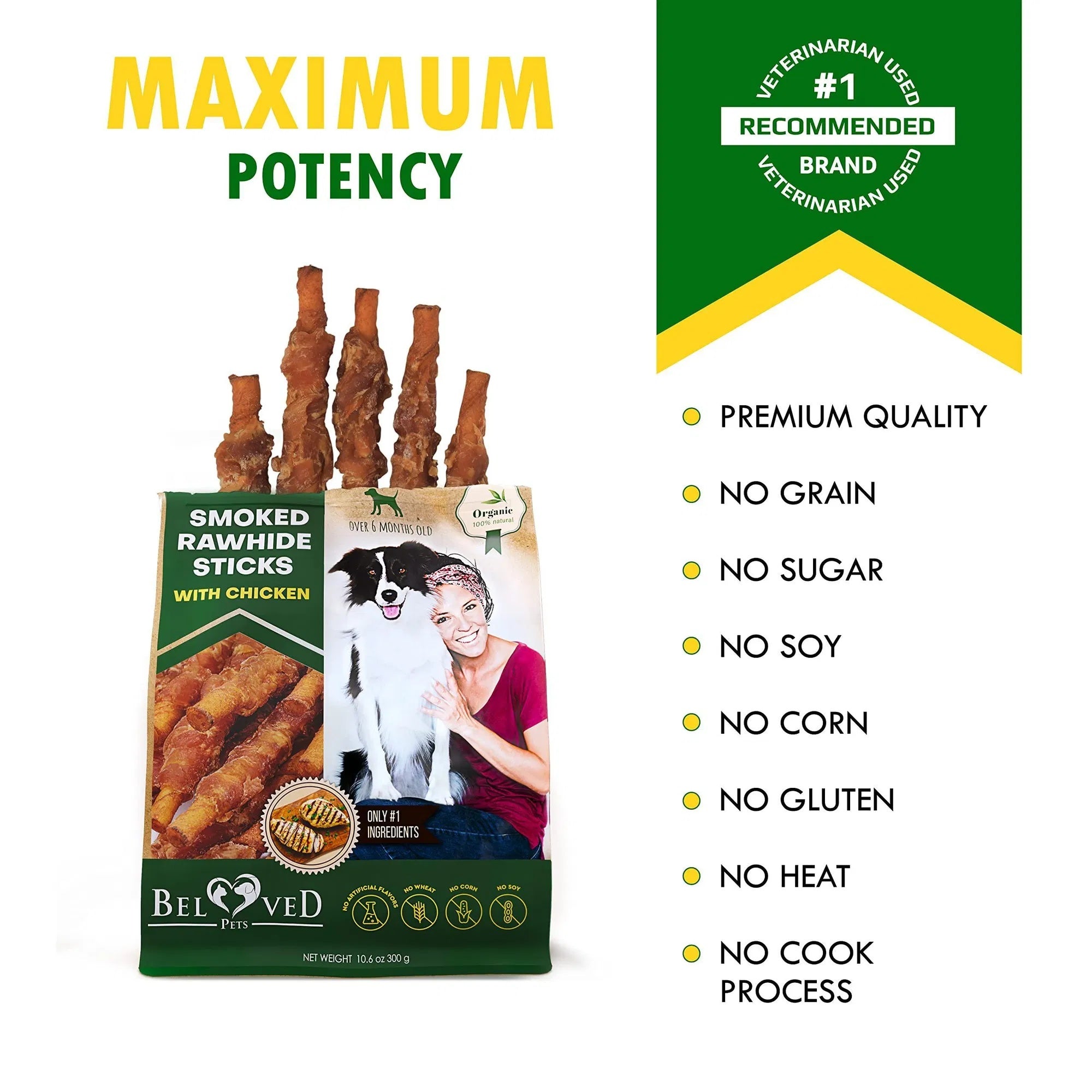 Dog Smoked Rawhide Sticks Wrapped Chicken Pet Natural Chew T | Other