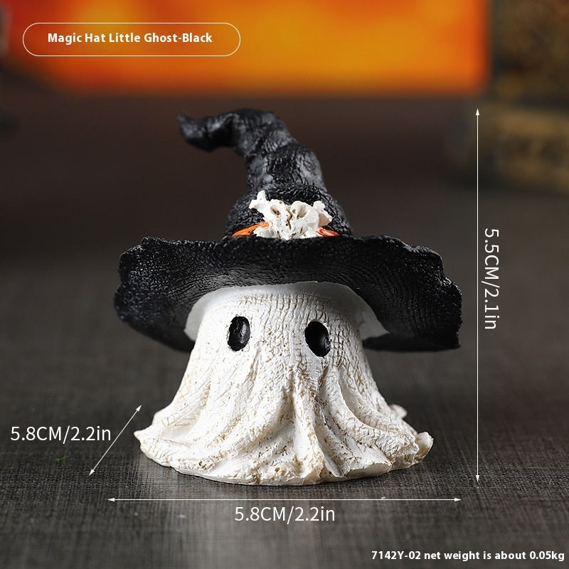 Resin Decoration Halloween Wizard Hat Ghost Ornaments | Other