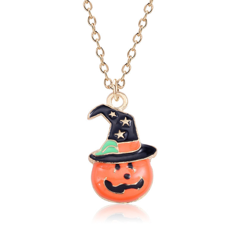 Halloween Oil Drop Pumpkin Cat Necklace Creative Clavicle Ch | Jewelry & Accessories