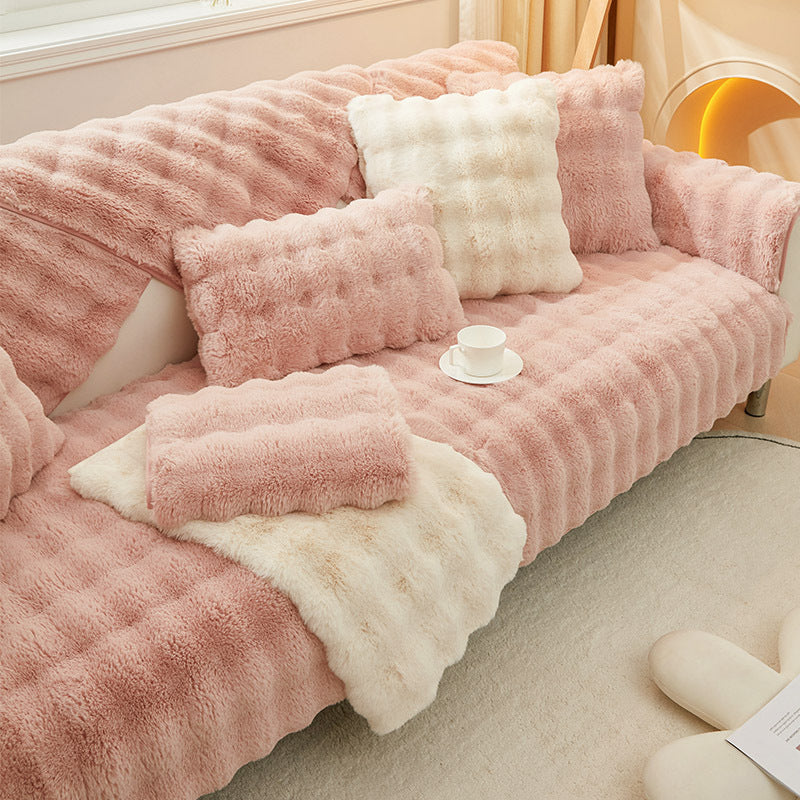 Rabbit Plush Sofa Cushion High-grade Leather Anti-skid | Home & Garden