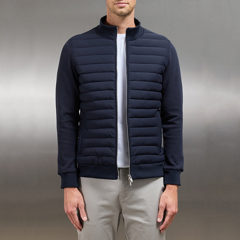 Lightweight Stand Collar Coat For Men Fashion Stitching Knit | Other