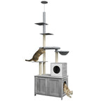 Pawhut Cat Tree With Litter Box Enclosure, 2 In 1 Floor To C | Other