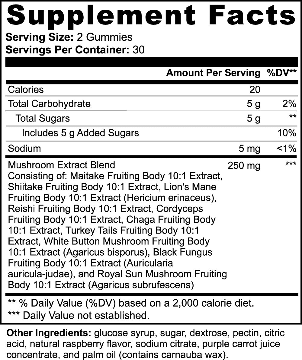Raspberry Mushroom Gummies Extract, 60 Gummies | Other