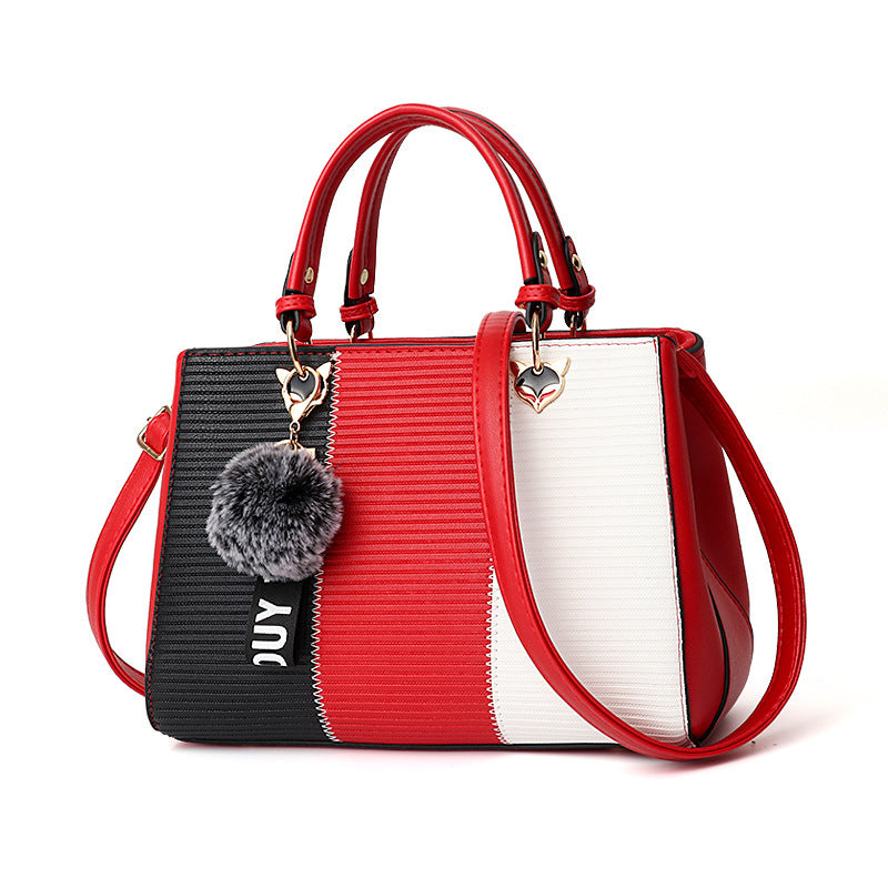 Women Hairball Ornaments Totes Patchwork Handbag Party Purse | Luggage & Bags