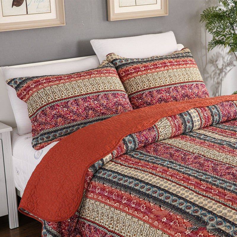 Three Piece Set Of Cotton And Linen Style Cotton Wash Quilt | Other