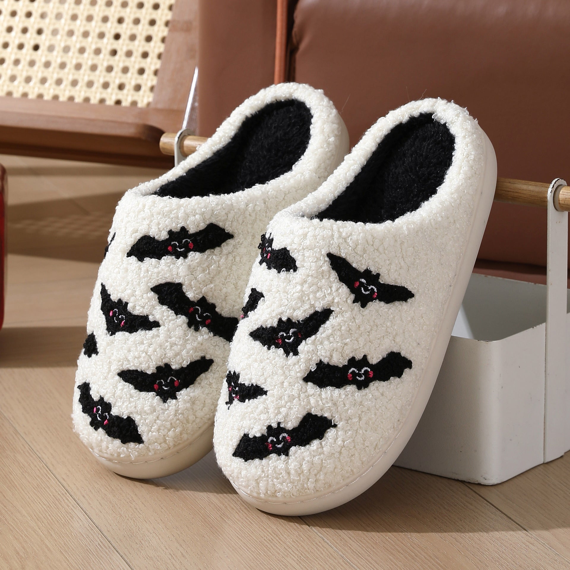 Halloween Skull Rose Slippers Winter Warm Indoor Floor Bedro | Other