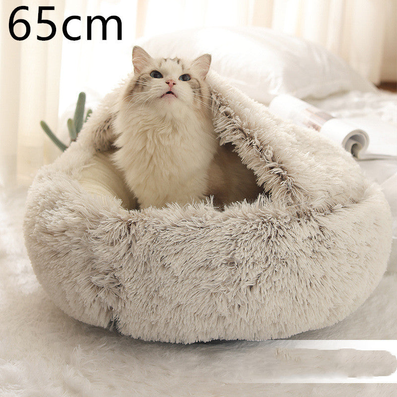 2 In 1 Dog And Cat Bed Pet Winter Bed Round Plush Warm Bed H | Other