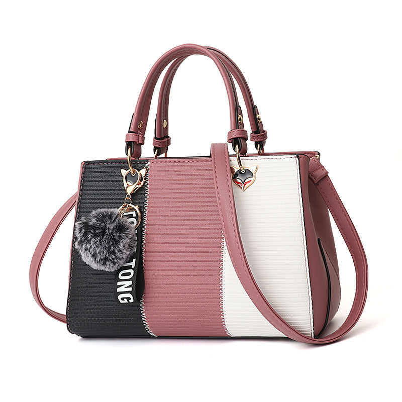 Women Hairball Ornaments Totes Patchwork Handbag Party Purse | Luggage & Bags