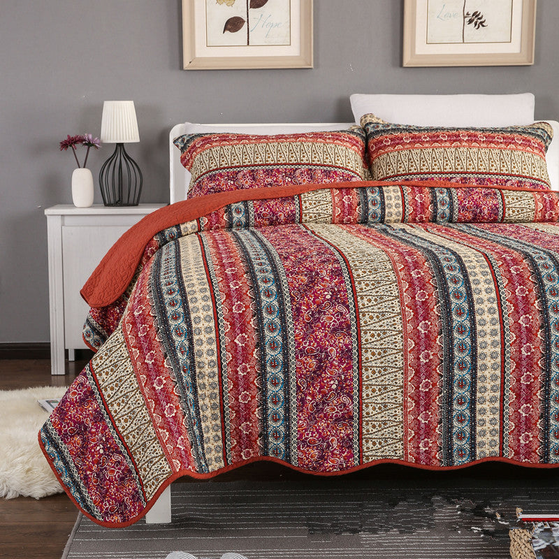 Three Piece Set Of Cotton And Linen Style Cotton Wash Quilt | Other