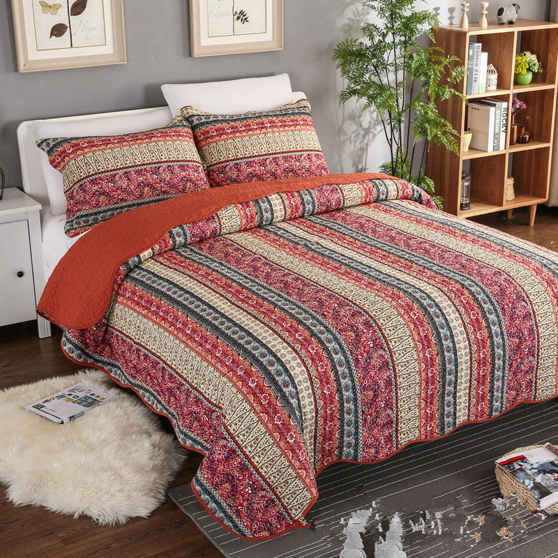 Three Piece Set Of Cotton And Linen Style Cotton Wash Quilt | Other