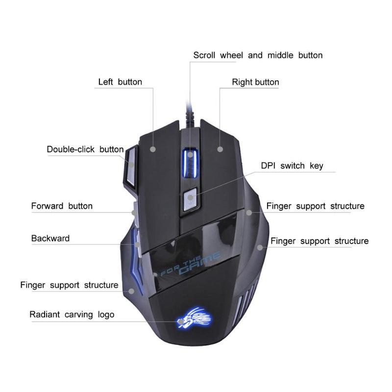 Wired Gaming Mouse 5500dpi 7-color Led Backlight Optical Mou | Other