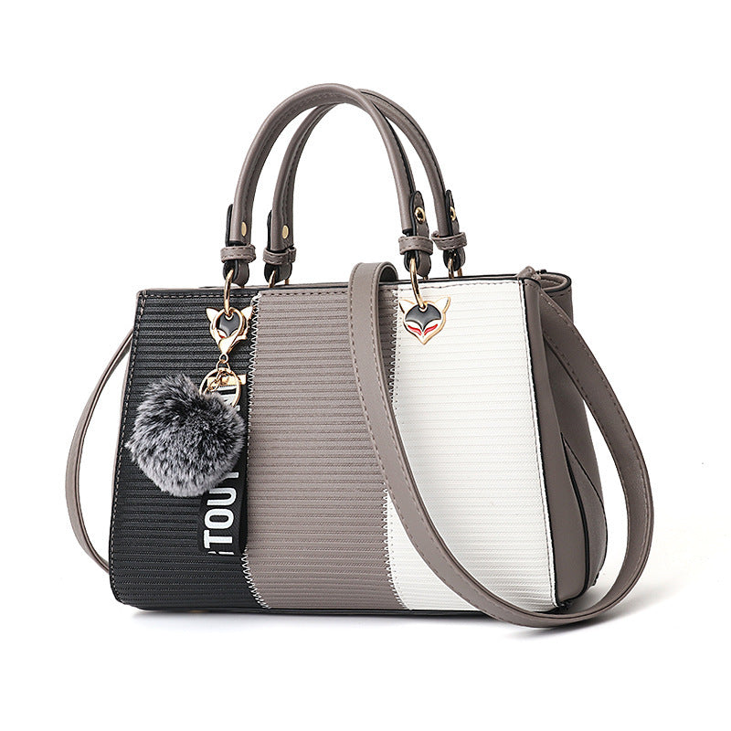 Women Hairball Ornaments Totes Patchwork Handbag Party Purse | Luggage & Bags