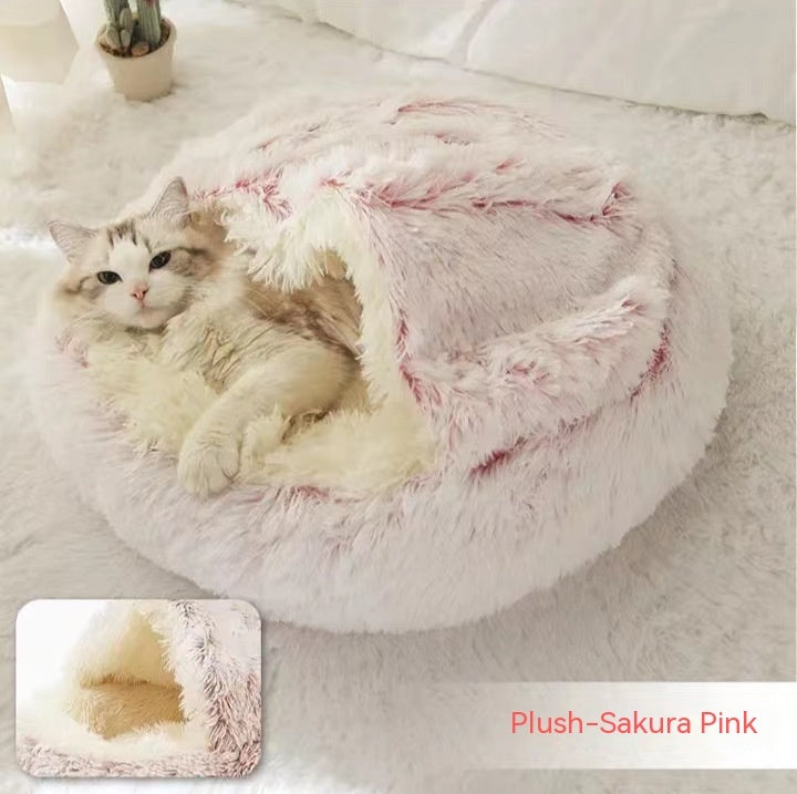 2 In 1 Dog And Cat Bed Pet Winter Bed Round Plush Warm Bed H | Other