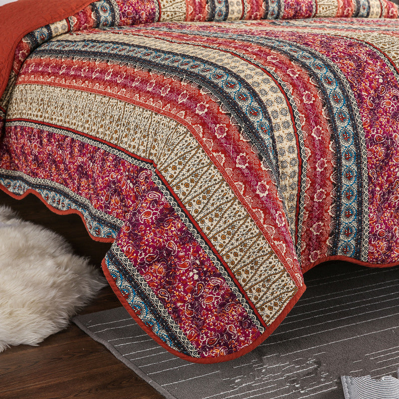 Three Piece Set Of Cotton And Linen Style Cotton Wash Quilt | Other