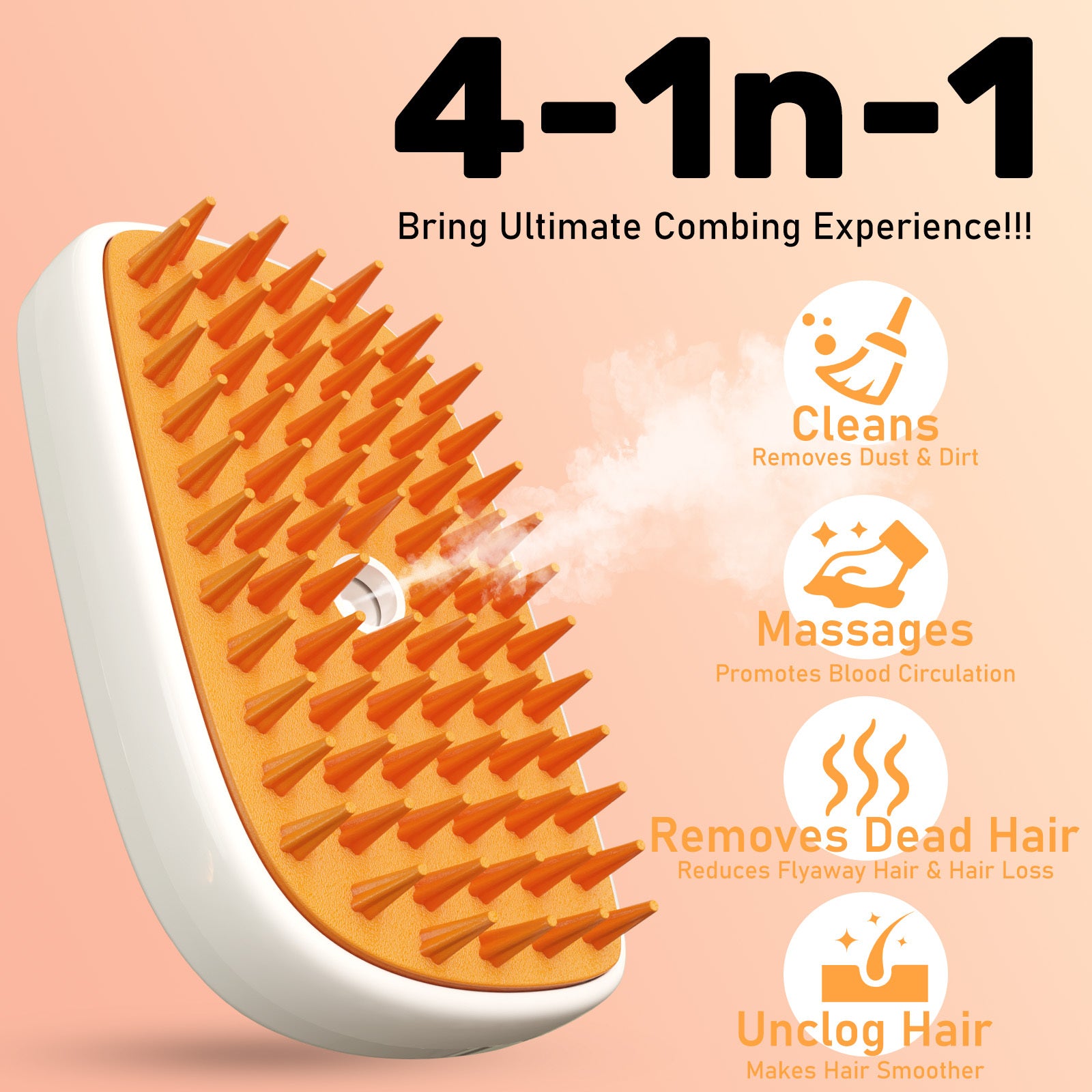 4 In 1 Cat Steam Brush, Anti Static Shedding Spray Comb, Hai | Other