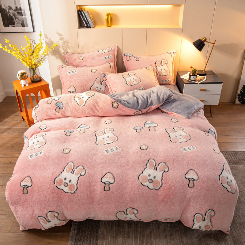 Four-piece Bedding With Velvet Sheets To Keep Warm Milk Velv | Other