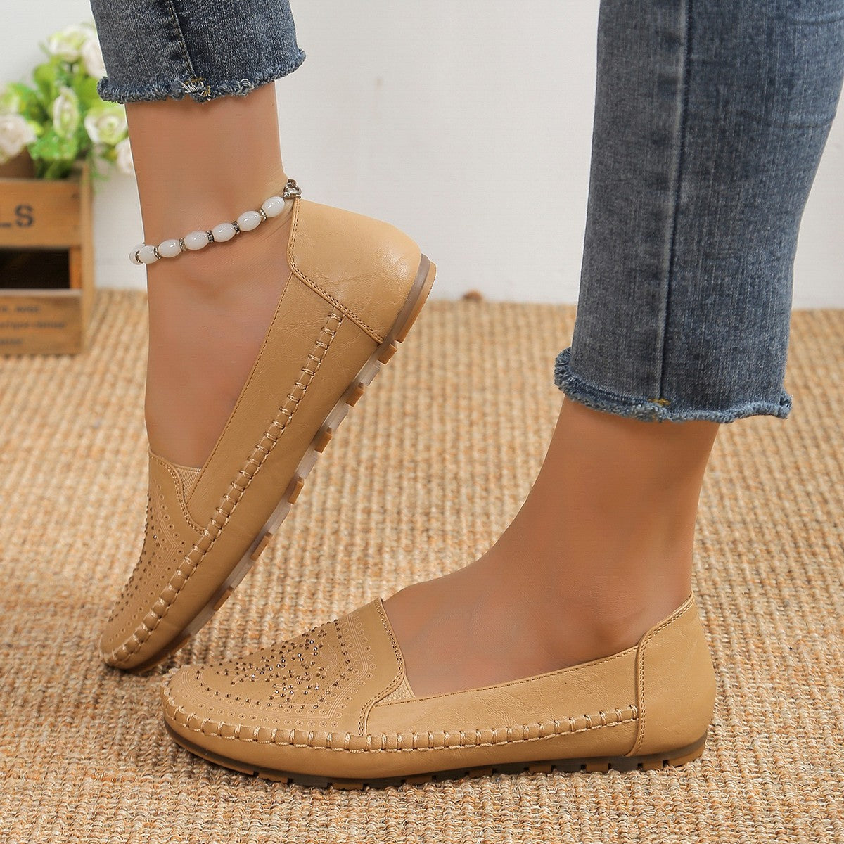 Handmade Stitching Gommino Solid Color Casual Women's Shoes | Shoes