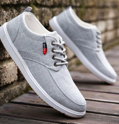 Men's Lace-up Canvas Shoes Casual Men Breathable Walking Fla | Shoes