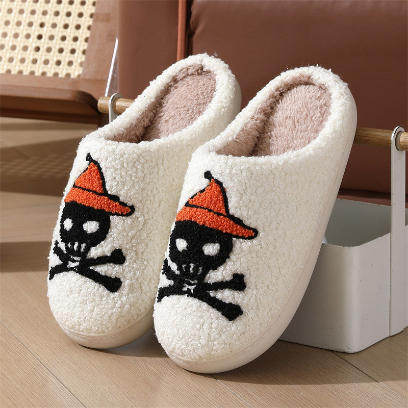 Halloween Skull Rose Slippers Winter Warm Indoor Floor Bedro | Other