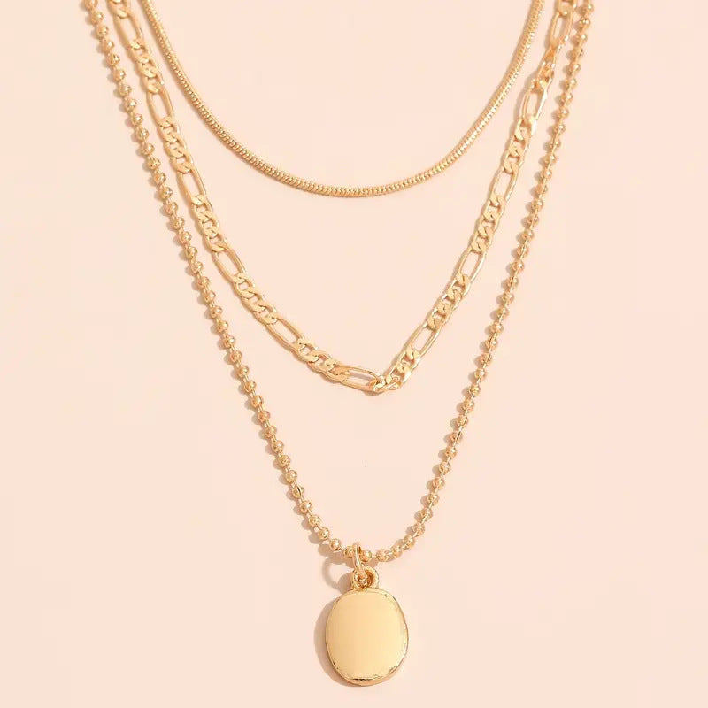 Vintage Geometric Metal Oval Pendant Necklace | Jewelry & Accessories