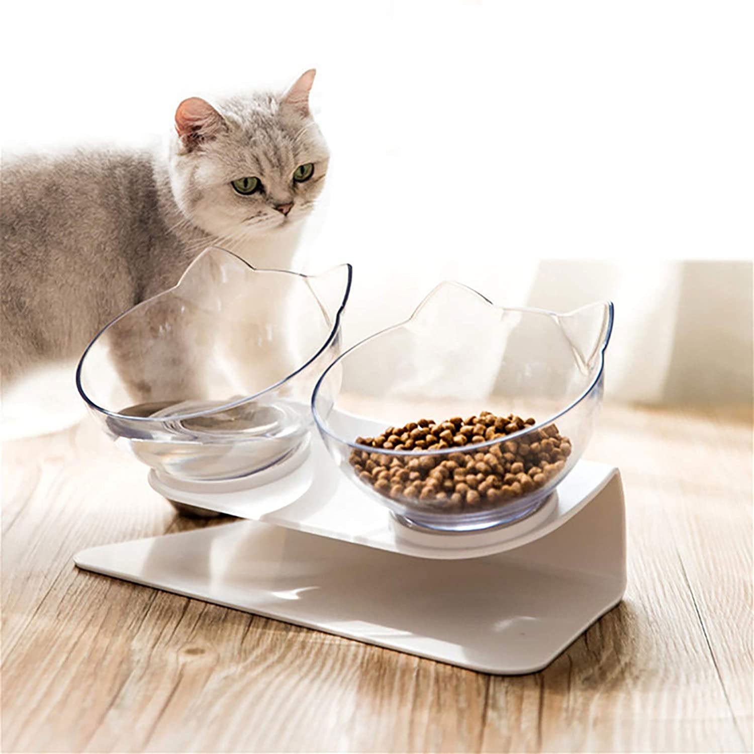 Non Slip Double Cat Bowl With Raised Stand Pet Food Cat Feed | Other
