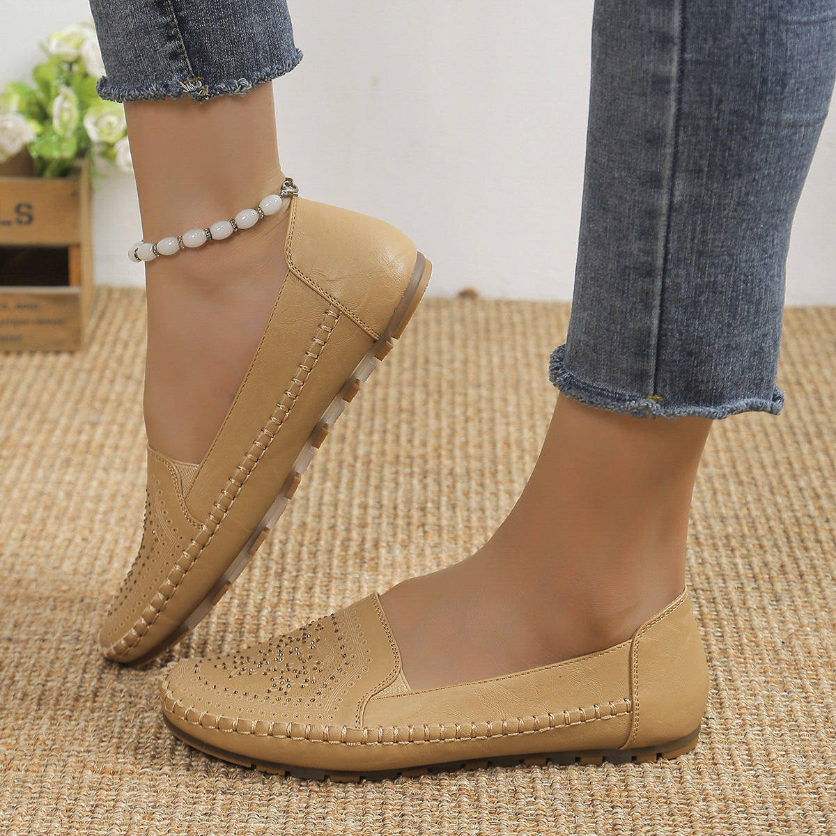 Handmade Stitching Gommino Solid Color Casual Women's Shoes | Shoes