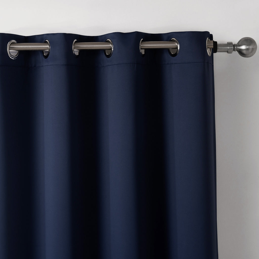 Dark Blue Bedroom Blackout Fabric Printed Curtains | Other