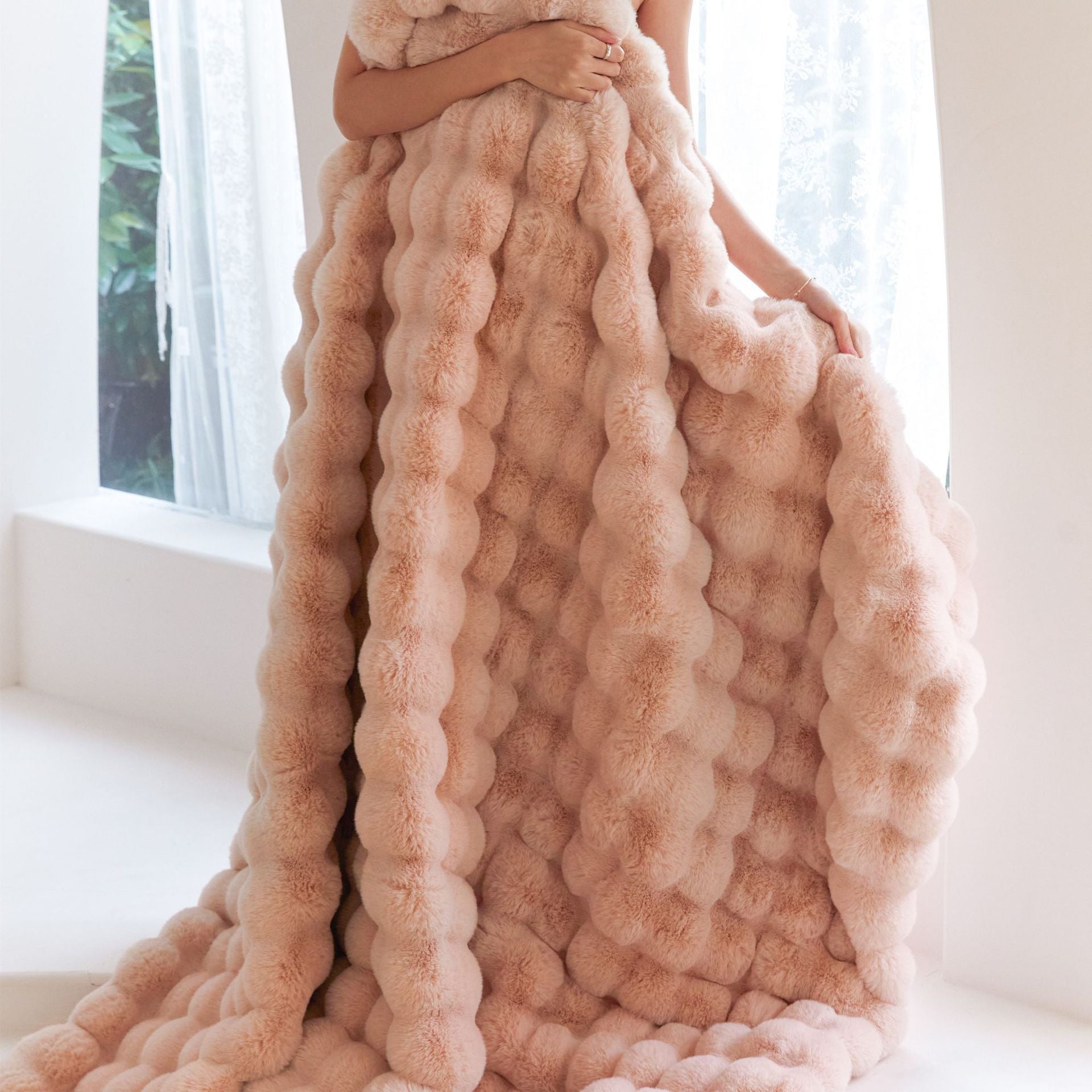 Polyester Carpet Rabbit Bubble Velvet Thickened Nap Blanket | Other
