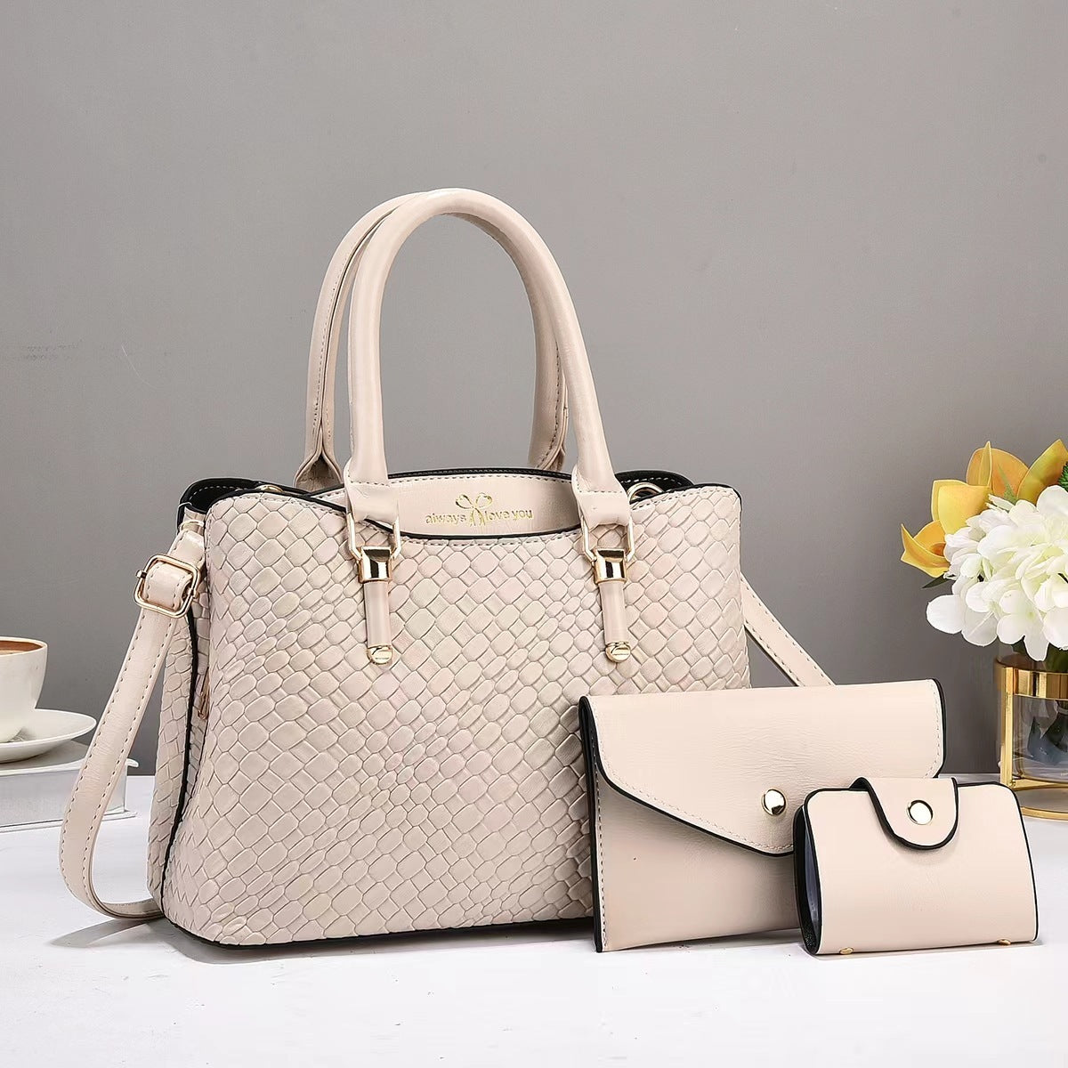 Woven Texture Three-piece Set Large Capacity One Shoulder Co | Other
