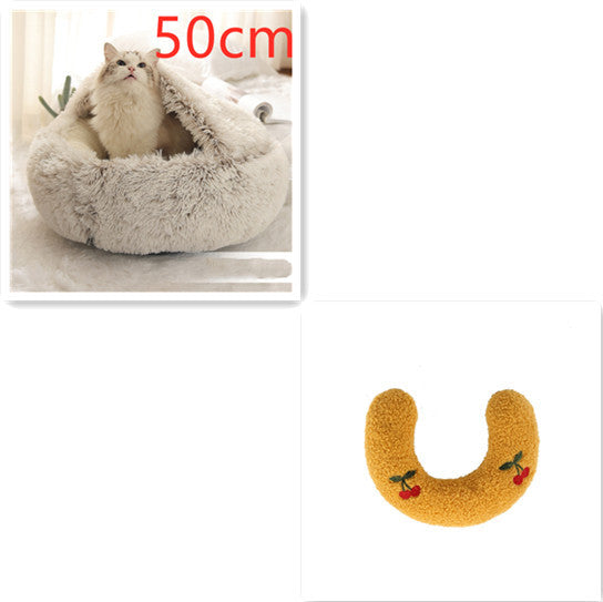 2 In 1 Dog And Cat Bed Pet Winter Bed Round Plush Warm Bed H | Other