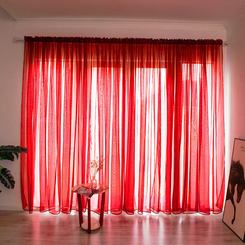 Simple And Modern Balcony Solid Color Gauze Curtain | Other