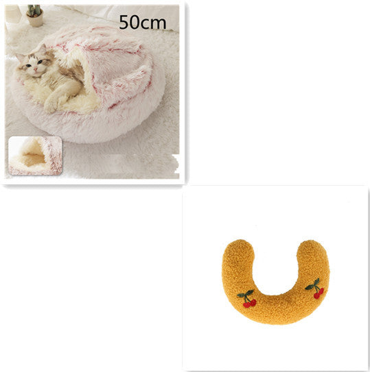 2 In 1 Dog And Cat Bed Pet Winter Bed Round Plush Warm Bed H | Other