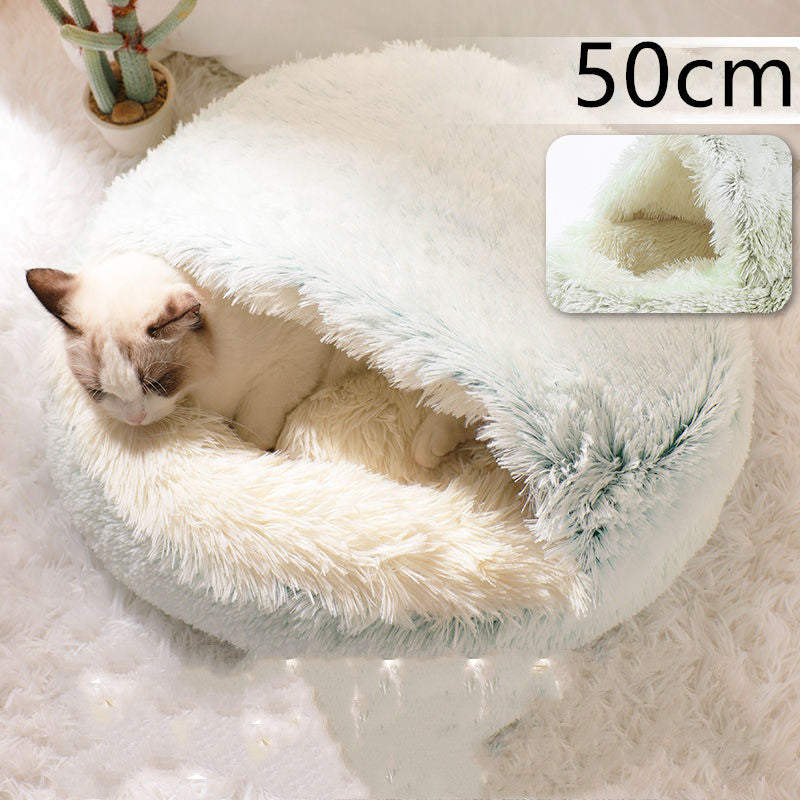 2 In 1 Dog And Cat Bed Pet Winter Bed Round Plush Warm Bed H | Other
