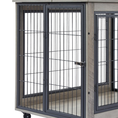 Furniture Style Dog Cage Side Table With Wheels With Double | Home & Garden