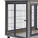 Furniture Style Dog Cage Side Table With Wheels With Double | Home & Garden