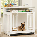 43.3 Inch Large Dog Kennel Furniture, Wooden Kennel With Div | Home & Garden