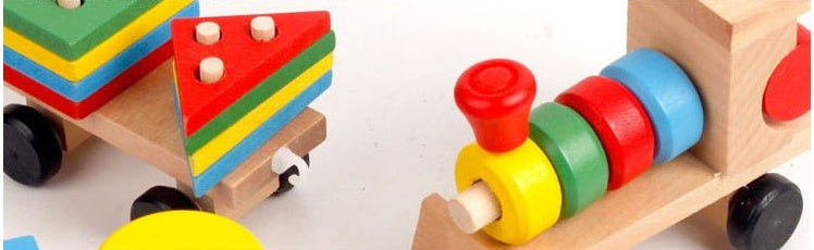 Wooden Train Three-section Tractor Toy Children's Intelligen | Electronic Learning Toys