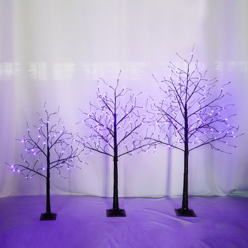 3 Pac Halloween Spooky Tree With Purple Lights, 4ft 5ft And | Other